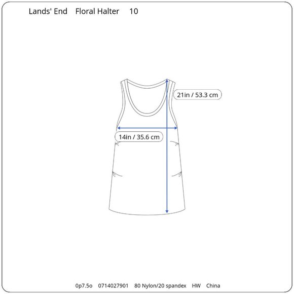 Lands' End Colorful Floral Adjustable Strap Halter Tankini Swim Top Womens 10 - Picture 9 of 9